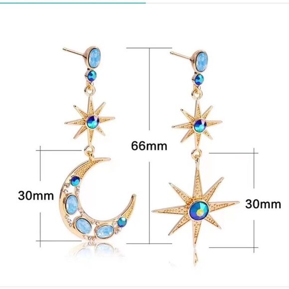 💙 Betsey Johnson stunning drop dangle celestial earrings 💙 - Picture 4 of 9